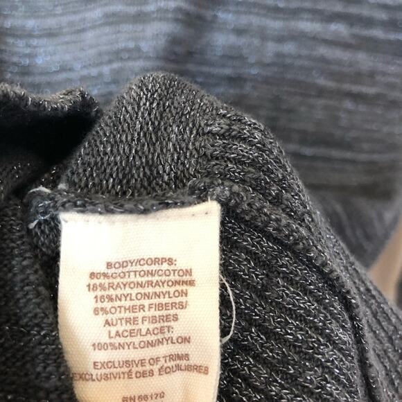 Free People Gray & Black Long Sleeve Lace Mock Neck Top - Picture 6 of 6